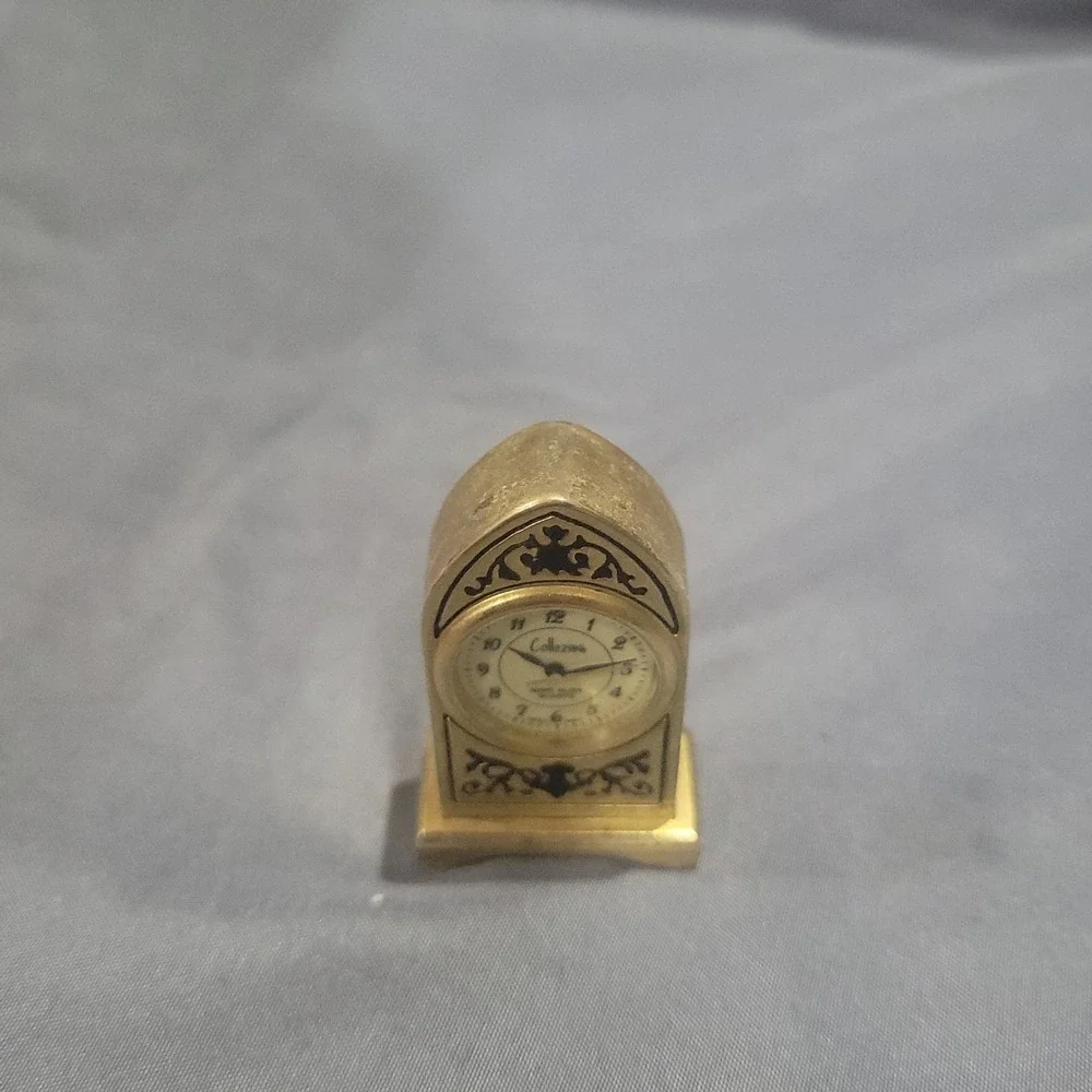 Miniature Collezio Mantel Brass Desk Clock Movement Quartz 2
